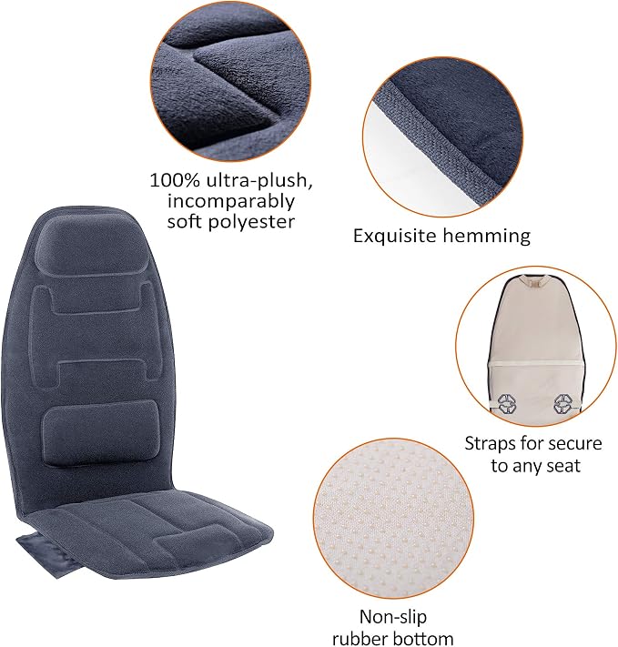 Snailax Massage Seat Cushion with Heat - Extra Memory Foam Support Pad in Neck and Lumbar,10 Vibration Massage Motors, 2 Heat Levels, Back Massager Chair Pad for Back - Image 7