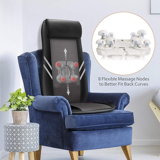 Snailax Back Massager with Heat,Shiatsu Massage Seat Cushion,8 Flexible Nodes Massage for Full Back Massage Chair Pad,Chair Massager for Office,Home Use - Image 3