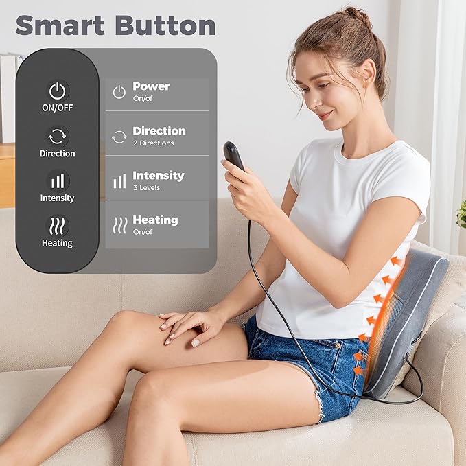 Brelley Shiatsu Neck and Back Massager with Heat, Deep Tissue Kneading Massage Pillow, Electric Massagers with Bi-Directional Rotating Head for Neck, Back, Shoulders, and Legs - Image 2