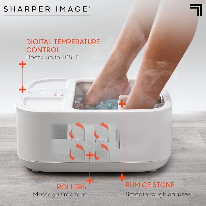 Sharper Image® Spahaven Heated Foot Bath – Bubble Jets, Massage Rollers, 105°F, Pumice Stone Callus Remover| XL Foot Soaking Tub| Feet Scrubber| Home Pedicure Foot Spa| Womens Relief & Relaxation Gift - Image 2