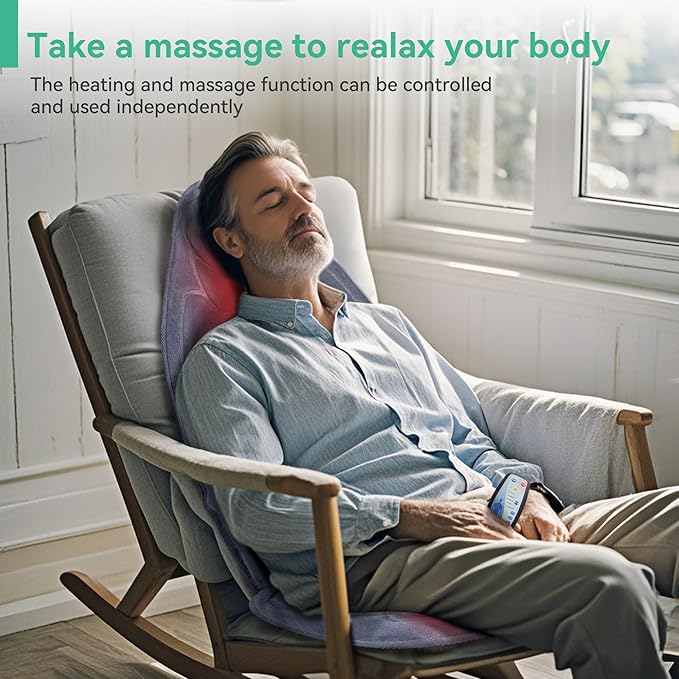 Snailax Back Massager with Heat, Vibration Massage Seat Cushion with 6 Vibrating Motors and 2 Heat Levels, Massage Chair Pad for Home Office use, Gifts for Women, Men - Image 4