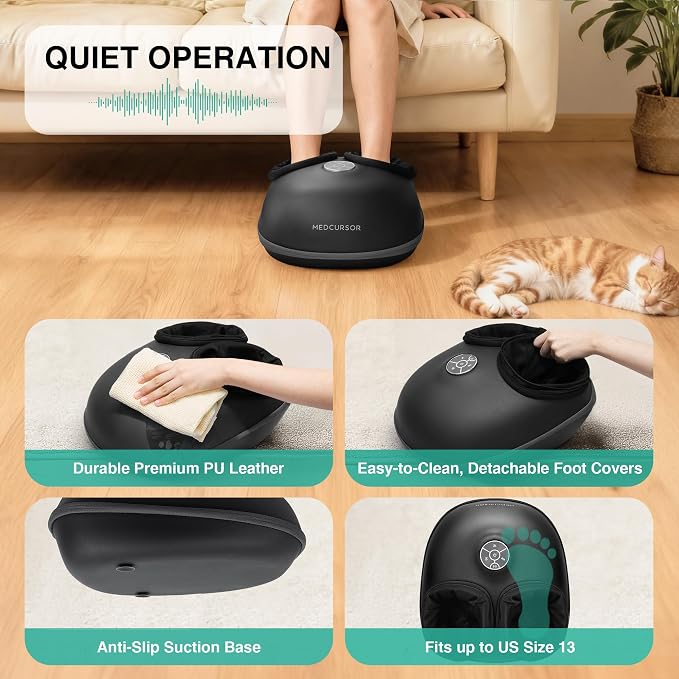 Medcursor Foot Massager with Heat - 2026 Upgraded Shiatsu Deep Kneading Machine, Multi Air Compression Intensity, Smart APP Mobile Remote Control, Feet Massage for Mom Women - Image 5