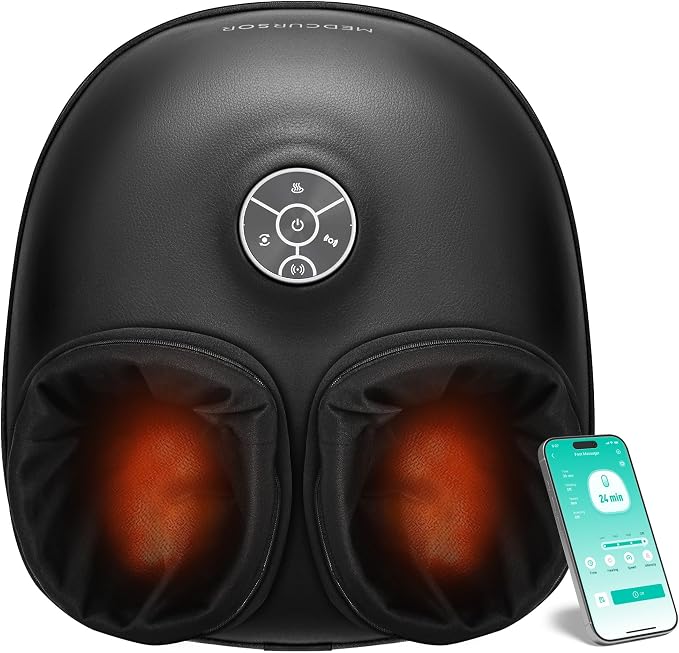Medcursor Foot Massager with Heat - 2026 Upgraded Shiatsu Deep Kneading Machine, Multi Air Compression Intensity, Smart APP Mobile Remote Control, Feet Massage for Mom Women by Medcursor