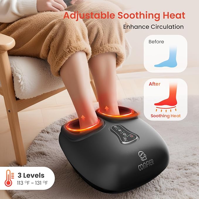 COMFIER 2026 Upgrade shiatsu Foot Massager for Neuropathy,Plantar Fasciitis with Heat,Remote Control,Pause Function, feet Massager with Compression,Vibration,Mothers Day Gift for Mom, Size 13 - Image 3