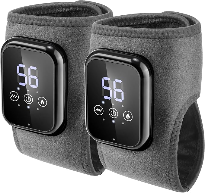 2 Pack Cordless Ankle Massager with Heat, FSA Eligible Heated Foot Massager for Neuropathy, Ankle Heating Pad with Massage, Triple Therapy Ankle Wrap for Plantar Fasciitis, Gray - Image 9