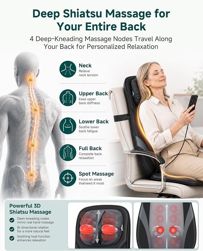 Snailax Shiatsu Back Massager, Massage Chair Full Body - Image 2