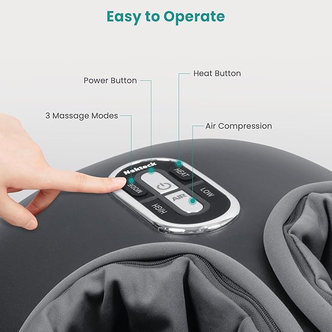 Nekteck Shiatsu Foot Massager with Heat & Air Compression Deep Kneading - Image 5