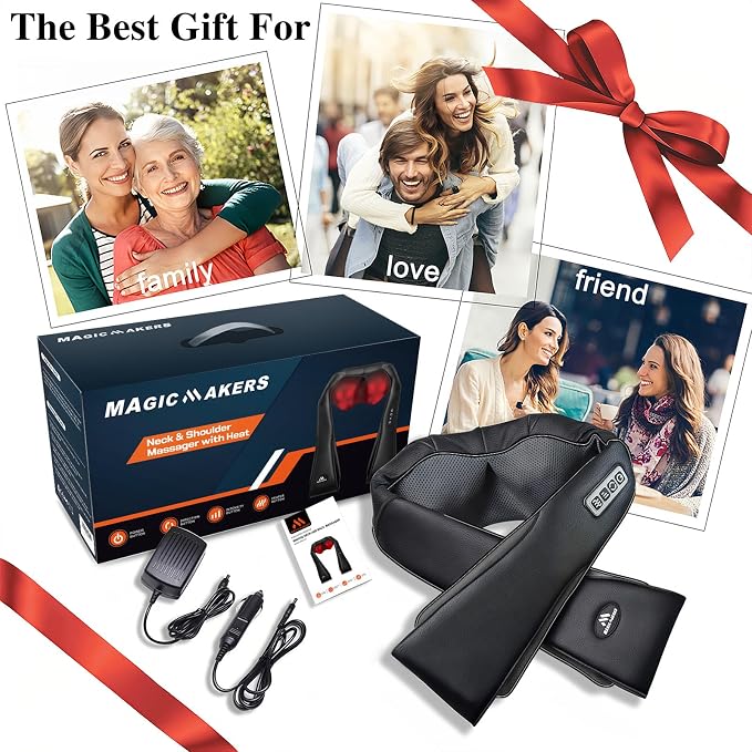 MagicMakers Electric Shiatsu Neck Massager with Heat - Pain Relief for Back, Shoulders & Feet - Gifts for Men, Women, Mom, Dad - From Daughter or Son - Ideal for Christmas, Mother's Day & Father's Day - Image 7