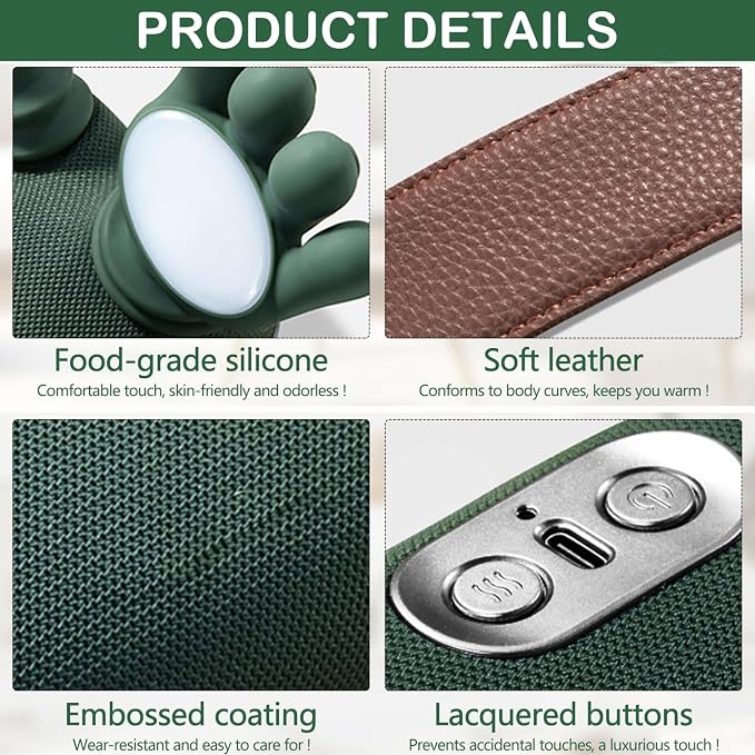 Neck Massager with Hands, Bionic Heated Shiatsu Neck & Back Massager 4D Wireless Portable Deep Tissue Electric Massage & Human Hand Simulation Heat Function for Neck Shoulder & Back Relaxation (Green) - Image 6