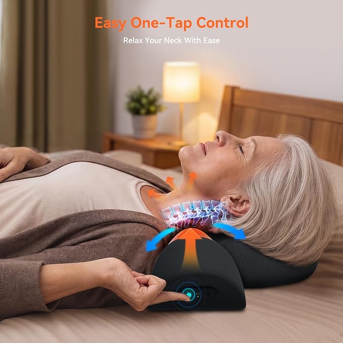 3 in-1 Cordless Neck Massager Pillow with Heat, Vibration & Traction - Image 6