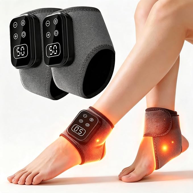 Foot Renew Massager for Neuropathy,4-in-1 Cordless & Portable Foot and Ankle Massager for Heel Warming Wrap Heating Pad Heated Brace Wrap with 5 Vibration Modes & 4 Heat Levels, Portable for Home by Unknown