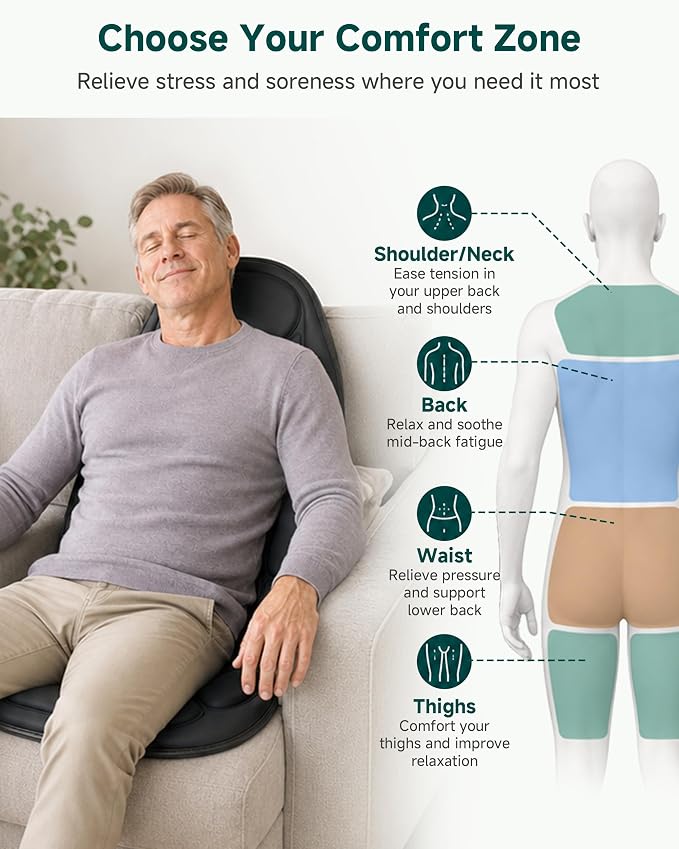 Snailax Back Massager with Heat, Memory Foam Chair Massage Pad - Image 4