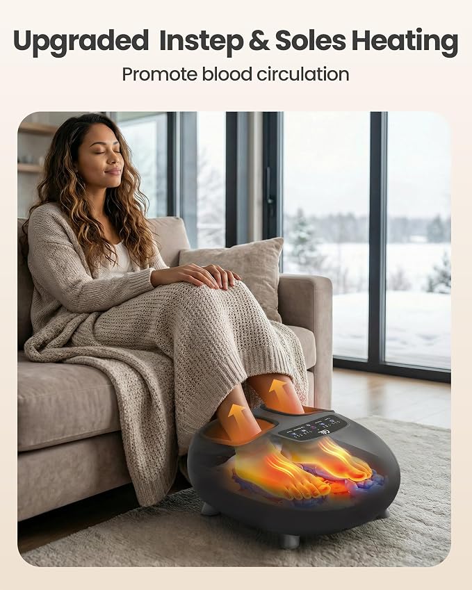 CILI Foot Massager with Heat, Shiatsu Foot Massage Machine for Plantar Fasciitis Neuropathy, 3 Sole & Instep Heating Levels, 3 Intensity Adjustable, Up to Size 14, Gifts for Him Her - Image 4