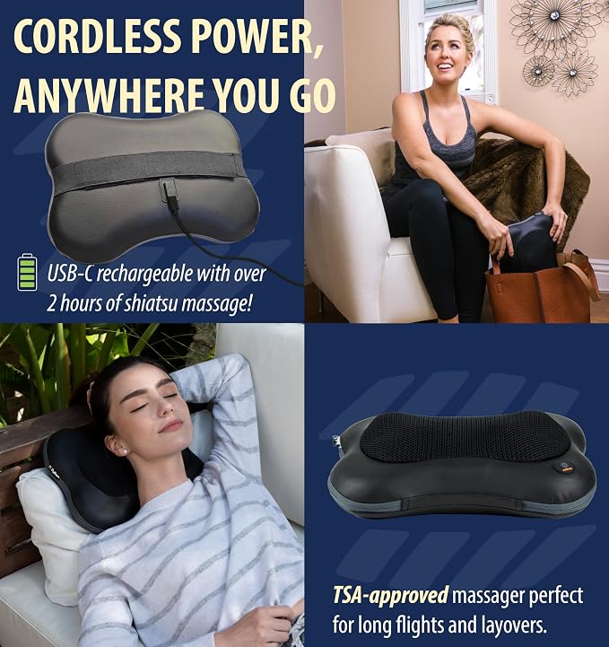 Zyllion ZMA-13RB Back and Neck Massager with Heat for Pain Relief, Black - Image 3