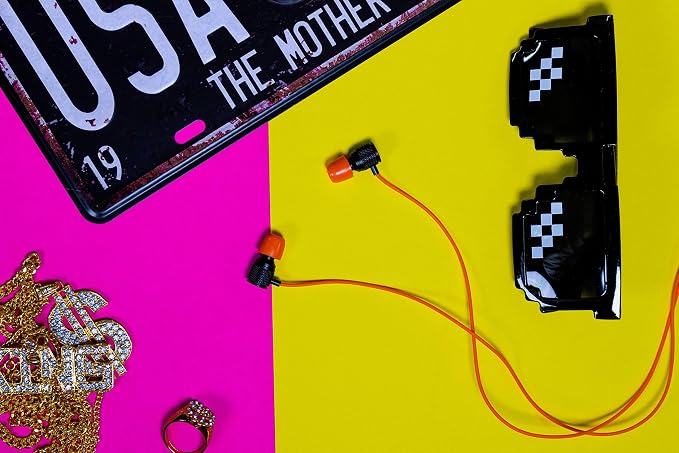 LUDOS Ultra Wired Earbuds in-Ear Headphones, 5 Years Warranty, Earphones with Microphone, Noise Isolating Ear Buds, Memory Foam for iPhone, Samsung, School Students, Kids, Women, Small Ears - Orange - Image 5