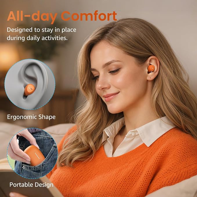 TOZO A1 Wireless Earbuds Bluetooth 5.3 Light Weight in Ear Headphones | IPX5 Waterproof,2 Mics for AI Calls,Immersive Premium Sound Bass Headset with Charging Case,32 EQ via App Orange - Image 8