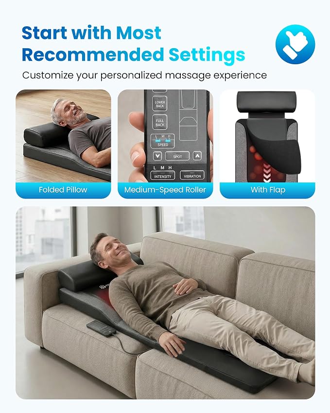 COMFIER FSA Full Body Massage Mat with Heat, HSA Eligible Shiatsu Back Massager for Pain Relief Kneading & Vibration, Graphene Heating Chair Massage Pad for Recliner Sofa Bed, Gifts for Mom Dad - Image 7