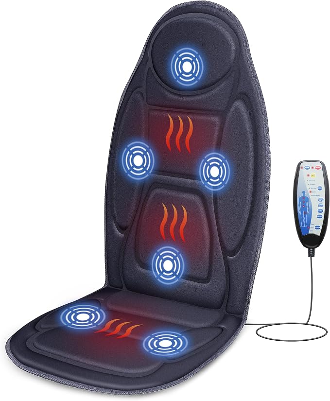 Snailax Back Massager with Heat, Vibration Massage Seat Cushion with 6 Vibrating Motors and 2 Heat Levels, Massage Chair Pad for Home Office use, Gifts for Women, Men by Snailax