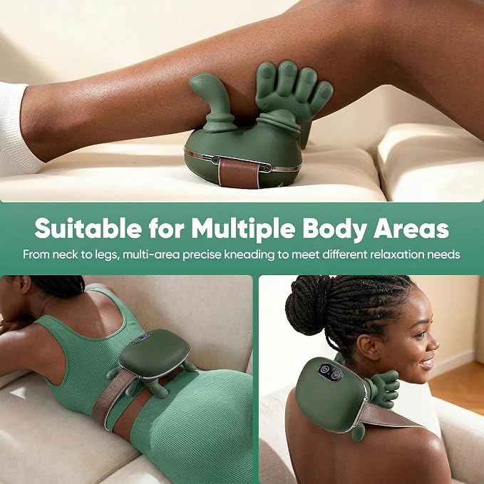 Shiatsu Neck and Back Massager with Heat, 4D Deep Tissue Kneading Wireless Massager, Portable Rechargeable Cervical Shoulder Pain Relief Massager for Home Office Travel (Green) - Image 3