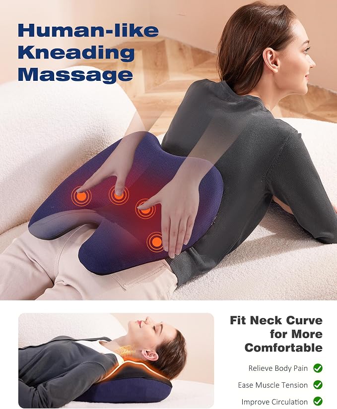 Shiatsu Neck and Back Massager with Heat, Neck and Shoulder Massagers, Deep Tissue Kneading Massage Pillow for Lower Back, Shoulder, Leg Muscle Pain Relief, Relax Christmas Gift for Woman Man Dad Mom - Image 4