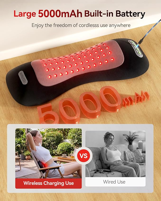 FliKEZE 4-in-1 Lumbar Massager with Red Light 650/850nm Cordless 5000mAh - Image 4