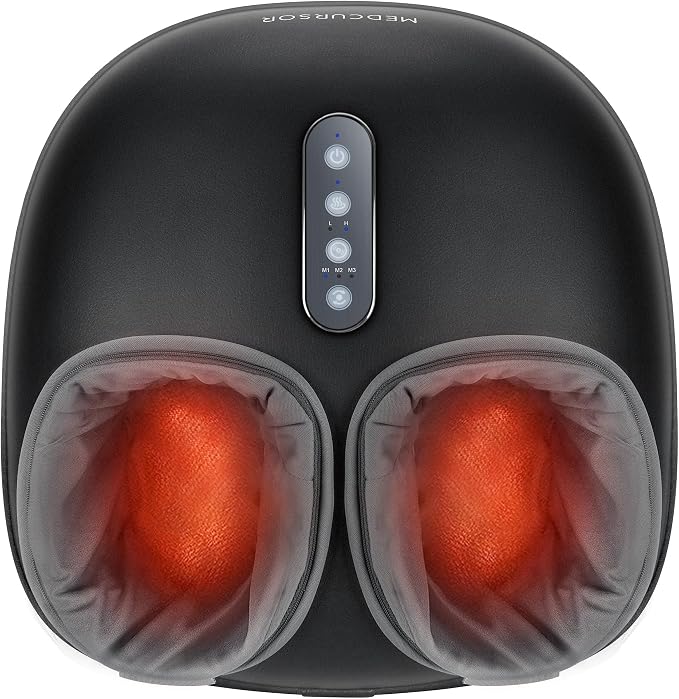 Medcursor Foot Massager with Heat - Shiatsu Feet Massage Machine Delivers Relief for Tired Muscles & Plantar, Deep Kneading Therapy, Multi-Level Settings for Home, Office Use, Size up to 13" by Medcursor
