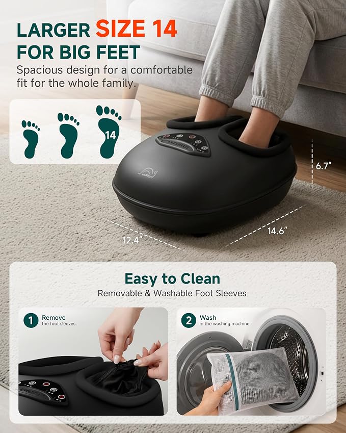 Snailax Shiatsu Foot Massager with Heat & Compression, Fits Men's Size 14 - Image 3