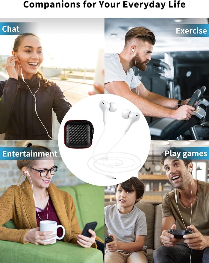 USB C Headphone for Samsung S26 S25 FE S24 A16 A17 Z Wired Earbuds Magnetic | in-Ear Type C Earphone with Microphone Volume Control Bass Stereo Noise Canceling for iPhone 17 Pro Max 16 16e 15 Pixel 10a 9 - Image 7