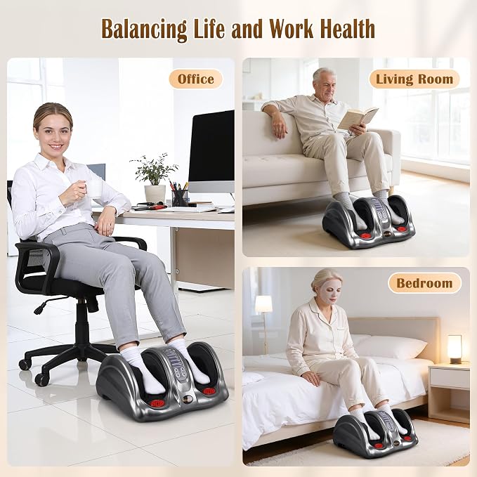 Foot Massager with Heat, Shiatsu Foot Massager for Circulation and Pain Relief and Heat Therapy, Ankle, Calves and Feet Massage with Deep Kneading Rolling, Gifts for Women Men Mother Father, GREY - Image 5