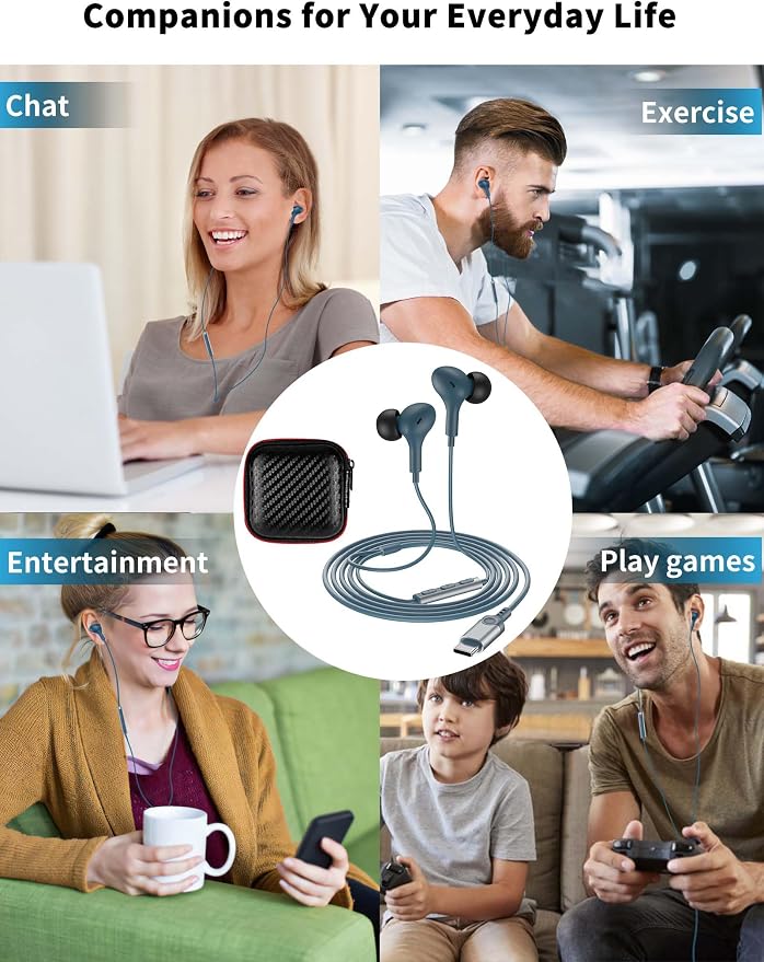 USB C Headphone for Samsung S26 S25 FE S24 A16 A17 Z Wired Earbuds Magnetic | in-Ear Type C Earphone with Microphone Volume Control Bass Stereo Noise Canceling for iPhone 17 Pro Max 16 16e 15 Pixel 10a 9 - Image 6