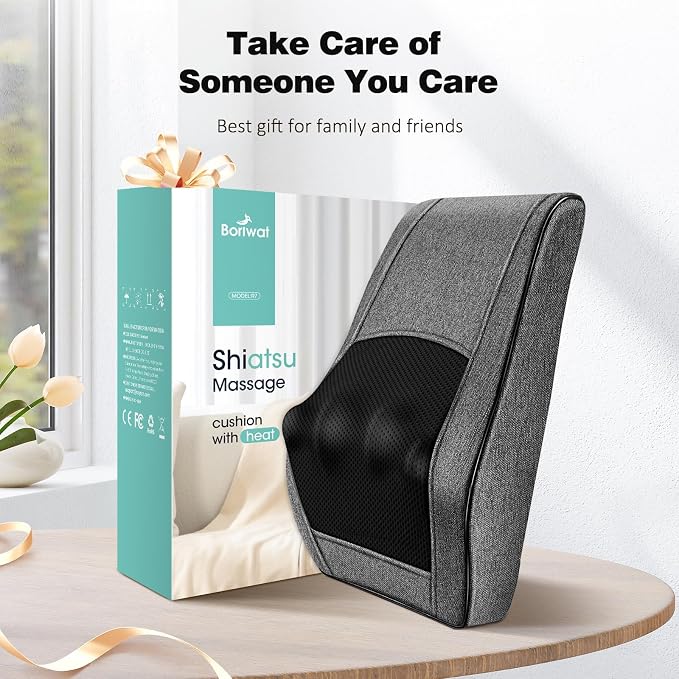 Boriwat Neck Massager with Heat, Back Massager & Deep Tissue Massager, 3D Kneading Massage Pillow for Neck, Back, Shoulder, Leg, Gifts Men Women Mom Dad, Stress Relax at Home Office and Car (Gray) - Image 9