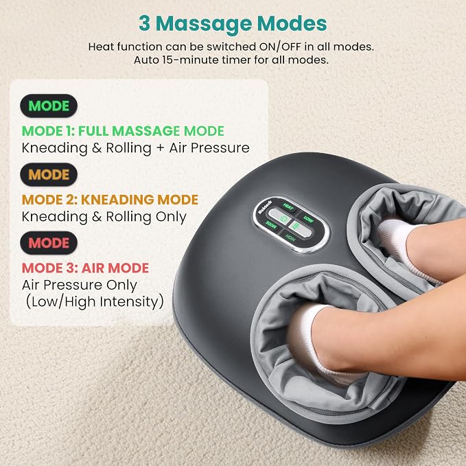 Nekteck Shiatsu Foot Massager with Heat & Air Compression Deep Kneading - Image 3