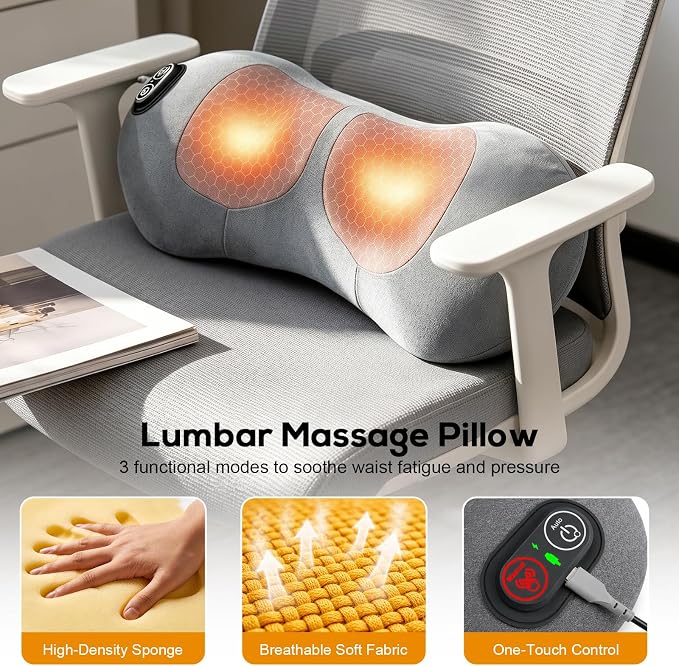 Upgraded Triple Fusion Back Massager with Heat, Vibration & Stretch, Grey - Image 4