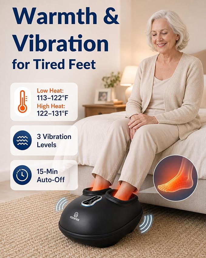 COMFIER 2026 Shiatsu Foot Massager with Heat, Birthday Gifts for Women, Feet Massager for Neuropathy, Plantar Fasciitis Relief, Remote Control, Biger Size 13, 5 Compression Levels, 3 Kneading Speeds - Image 4