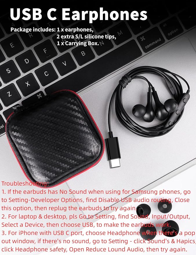 USB C Headphone for Samsung S26 S25 FE S24 A16 A17 Z Wired Earbuds Magnetic | in-Ear Type C Earphone with Microphone Volume Control Bass Stereo Noise Canceling for iPhone 17 Pro Max 16 16e 15 Pixel 10a 9 - Image 6