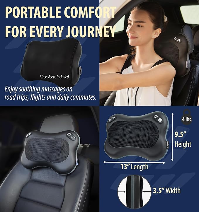 Zyllion ZMA-34RB Back and Neck Massager with Heat for Pain Relief, Black - Image 5