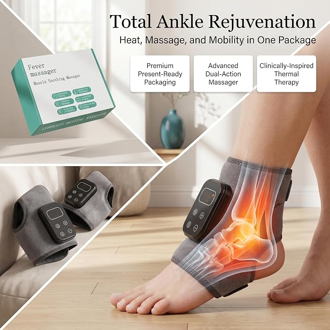 Foot Renew Massager for Neuropathy,4-in-1 Cordless & Portable Foot and Ankle Massager for Heel Warming Wrap Heating Pad Heated Brace Wrap with 5 Vibration Modes & 4 Heat Levels, Portable for Home - Image 2