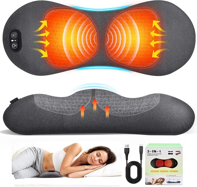 3-in-1 Electric Lumbar Support Pillow,Triple Fusion Back Massager by POOL