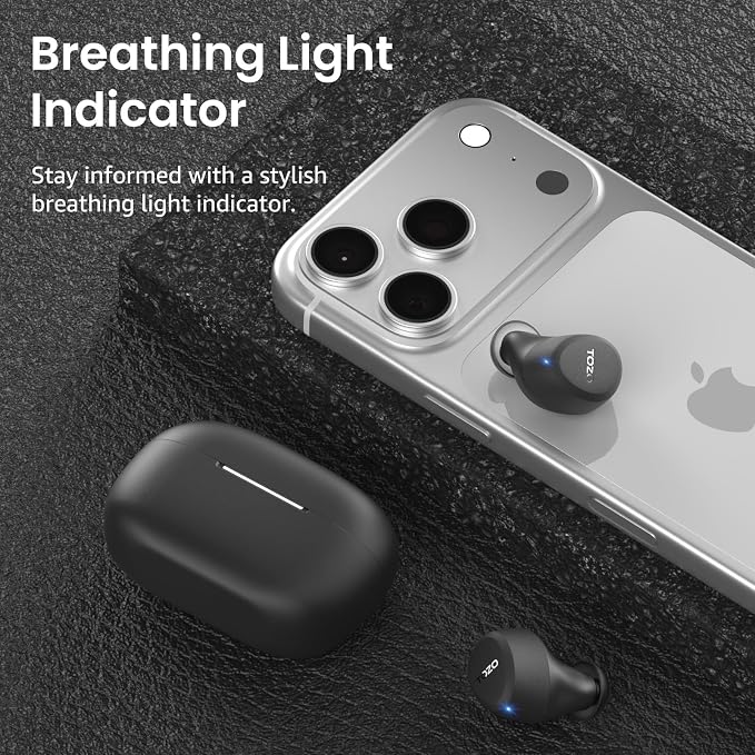 TOZO A1 Wireless Earbuds Bluetooth 5.3 Light Weight in Ear Headphones | IPX5 Waterproof,2 Mics for AI Calls,Immersive Premium Sound Bass Headset with Charging Case,32 EQ via App Black - Image 6