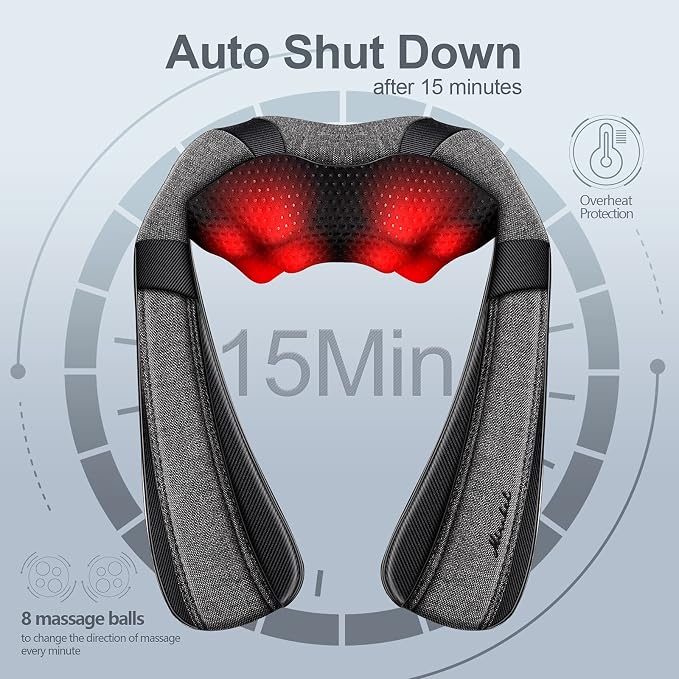 Shiatsu Neck and Back Massager with Heat for Pain Relief Deep Tissue Gifts - Image 9