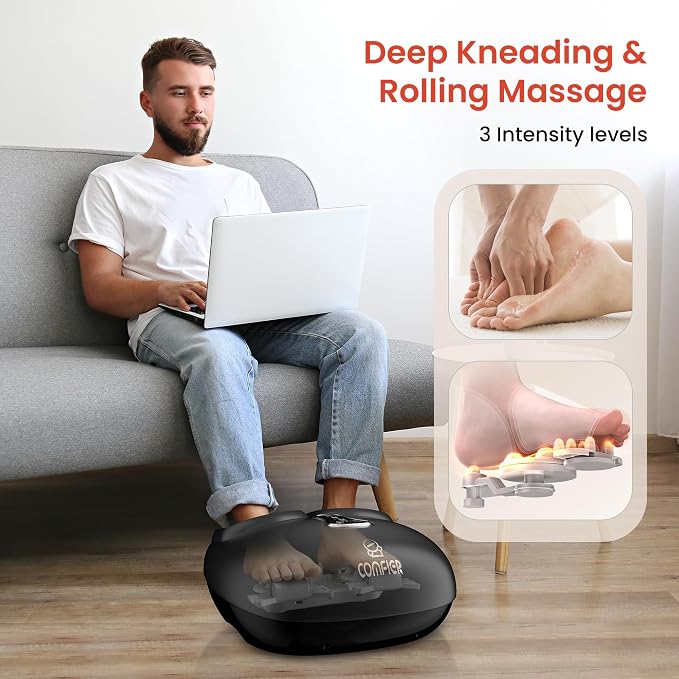 COMFIER Shiatsu Foot Massager with Heat, Compression Kneading Rolling,Vibration, Remote Control,Pause Function,Feet Massage for Neuropathy,Plantar Fasciitis,Home,Office,Gifts for Dad, Mom, Presents - Image 6