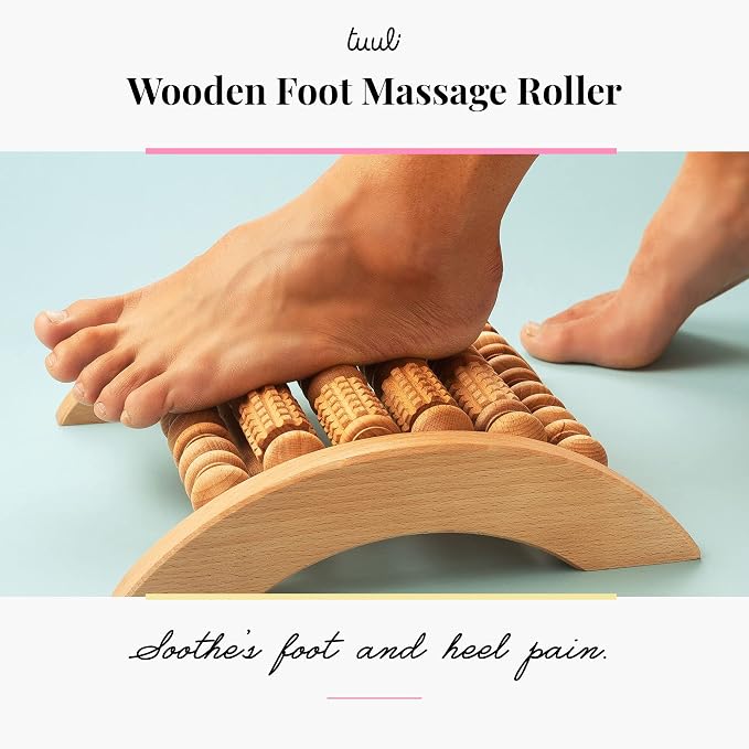 Tuuli Accessories - Wooden Foot Massager, Grooved Muscle Roller, Helps Ease Muscle Tension and Improve Blood Circulation, Natural Wood Therapy Massage Tools, 29 x 24.5 cm - Image 3