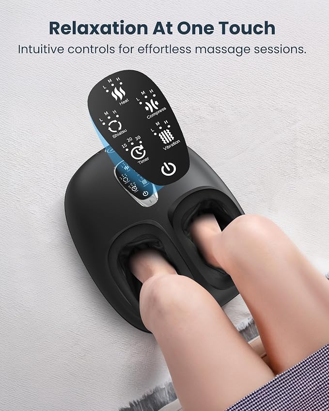 COMFIER 4-in-1 FSA Eligible HSA Shiatsu Foot Massager with Heat, Compression & Vibration, Smoth Warmth for 3 Levels, Toe Touch Control, Large Size Fits Up to 14, Gifts for Mom Dad, Home Office - Image 6