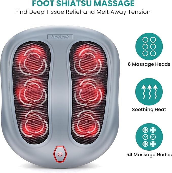 Nekteck Shiatsu Foot Massager with Heat for Plantar Fasciitis - Image 2