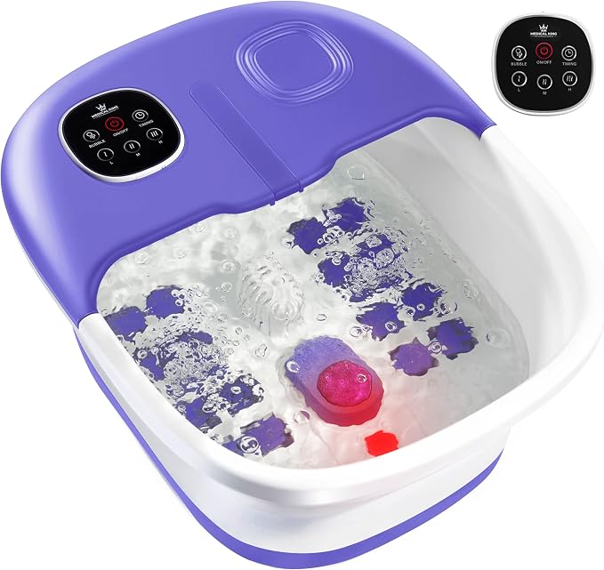 Medical king Foot Spa with Heat and Massage and Jets Includes A Remote Control A Pumice Stone Collapsible Foot Spa Massager with Heat and Massage Bubbles and Vibration by MedicalKing