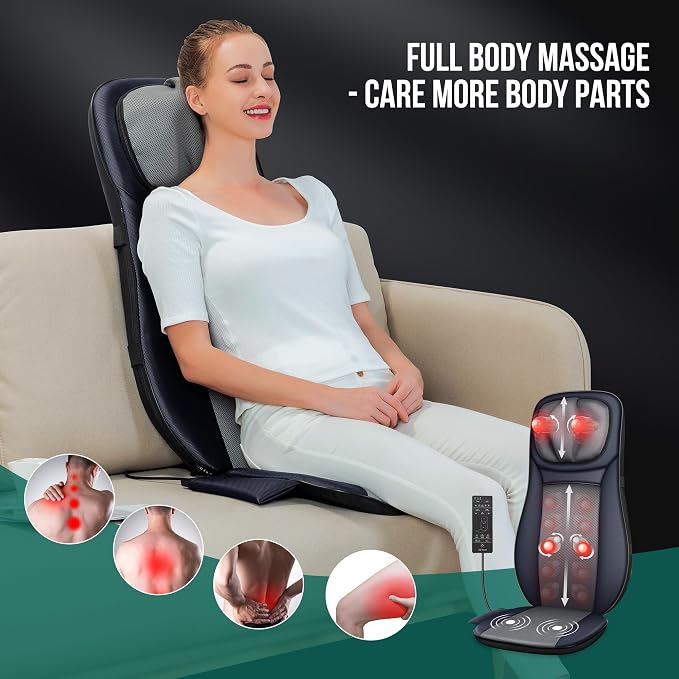 Snailax Shiatsu Neck Back Massager with Heat, Full Body Massage Chair Pad with Adjustable Height, Deep Kneading & Rolling Massage Seat Cushion for Back Pain, APP Control Seat Chair Massager, Gifts - Image 7