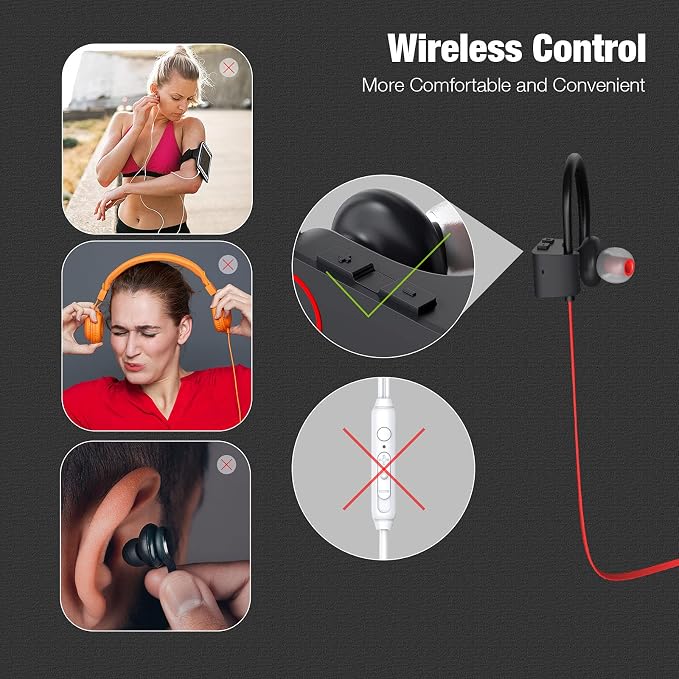 Boean Bluetooth Headphones, Wireless Running Headphones for Workout | Wireless Bluetooth 5.3 Earbuds, IPX7 Waterproof, 16 Hrs Playtime, Stereo Sound Isolation Headsets for Gym - Image 7