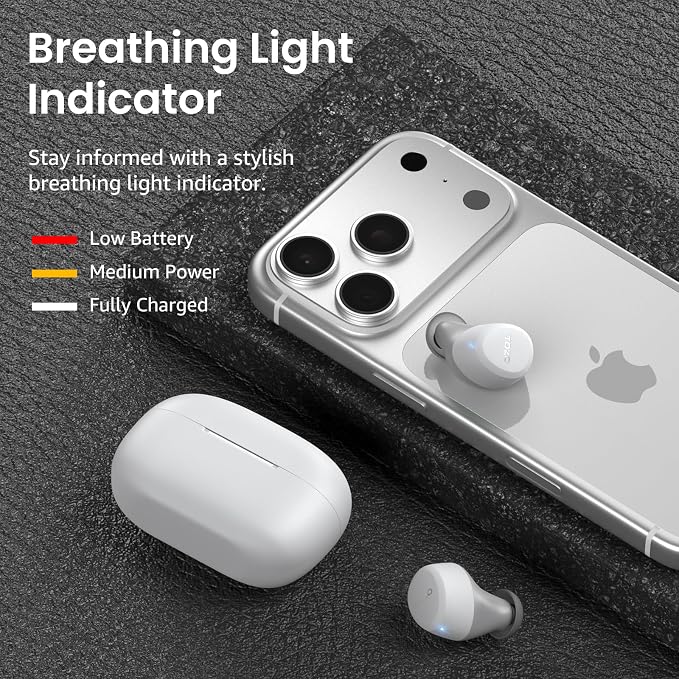 TOZO A1 Wireless Earbuds Bluetooth 5.3 Light Weight in Ear Headphones | IPX5 Waterproof,2 Mics for AI Calls,Immersive Premium Sound Bass Headset with Charging Case,32 EQ via App Matte White - Image 6