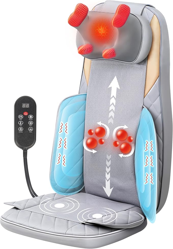 Shiatsu Neck and Back Massager with Heat, Full Back Kneading Back Massager for Fatigue Relief Deep Tissue, Massage Chair Pad with Adjustable Neck Massager, Portable Back Massager for Chair by Unknown