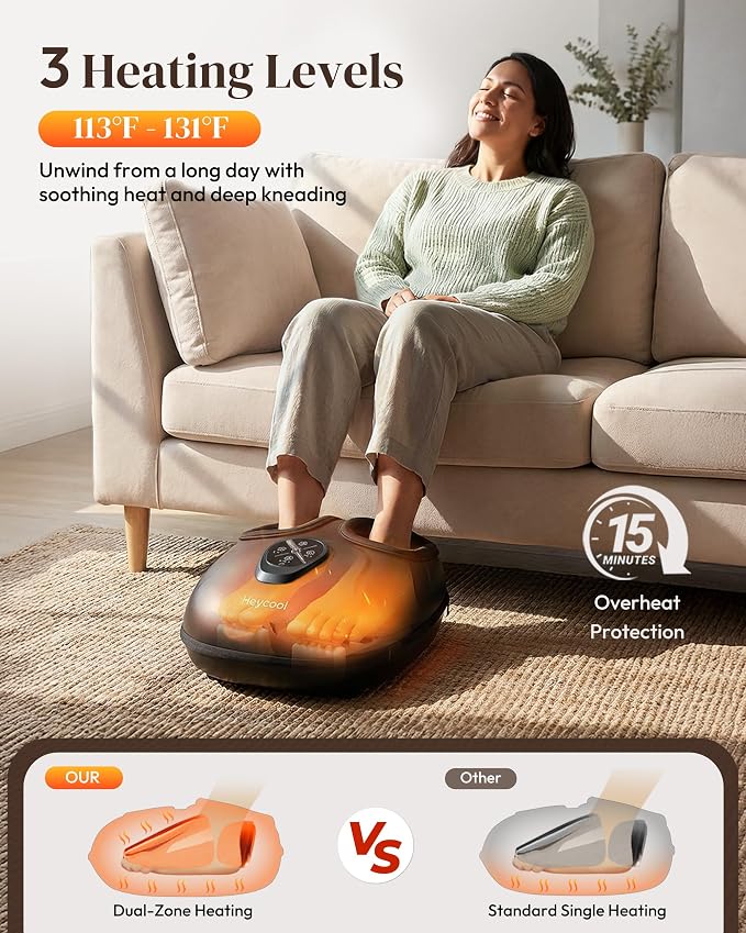 Heycool Foot Massager with Heat, Deep Shiatsu for Neuropathy Pain Relief - Image 4